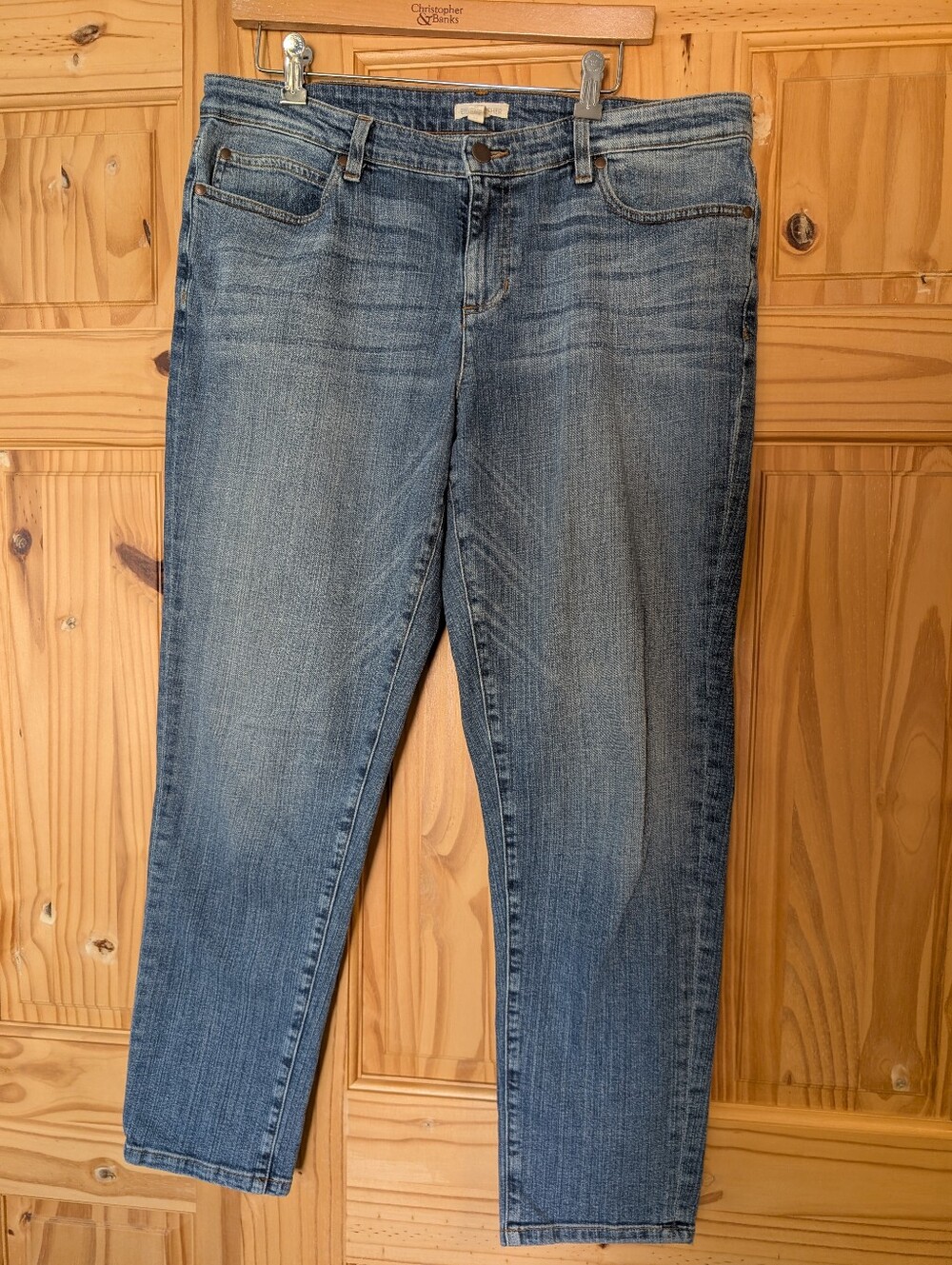 Eileen Fisher Denim Faded 98% Organic Cotton Jeans Size 14